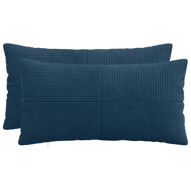 Cushion Cover 2 pcs ALMELO Navy Blue 40 x 80 cm Corduroy