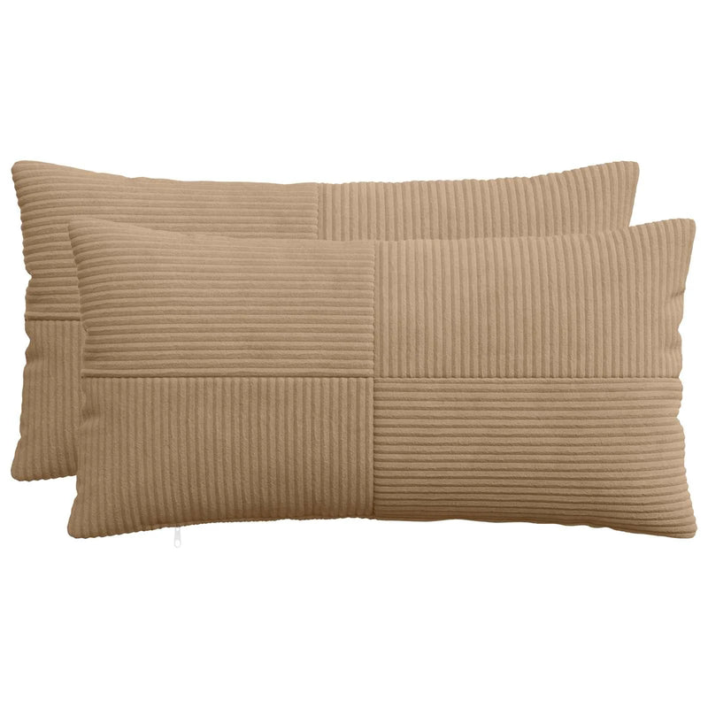 Cushion Cover 2 pcs ALMELO Brown 40 x 80 cm Corduroy
