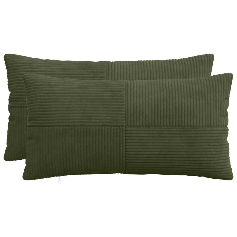 Cushion Cover 2 pcs ALMELO Green 40 x 80 cm Corduroy