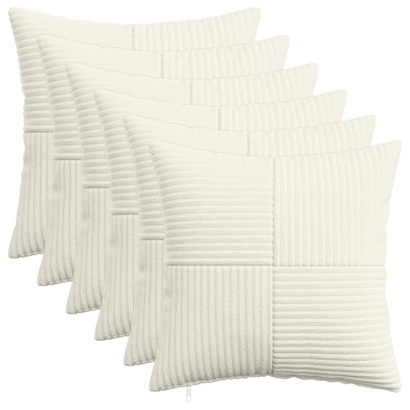 Cushion Cover 6 pcs ALMELO Cream 45 x 45 cm Corduroy