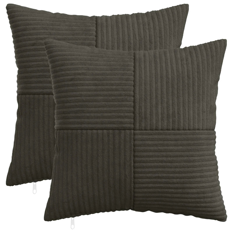 Cushion Cover 2 pcs ALMELO Anthracite 45 x 45 cm Corduroy