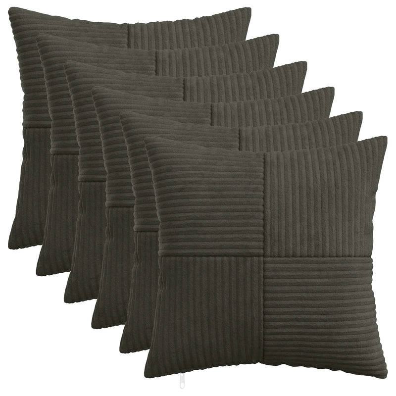 Cushion Cover 6 pcs ALMELO Anthracite 45 x 45 cm Corduroy