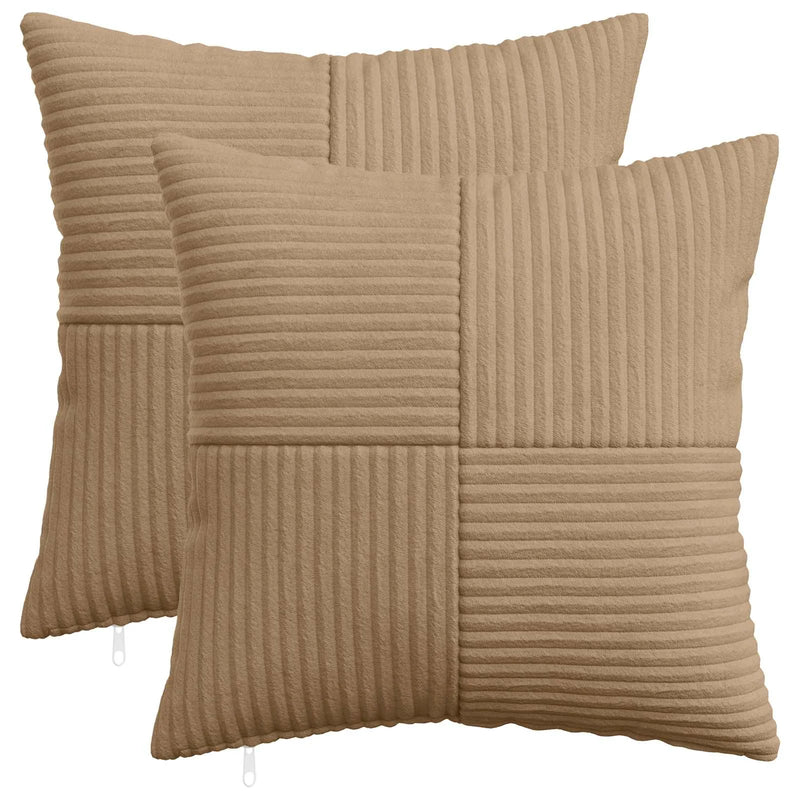 Cushion Cover 2 pcs ALMELO Brown 45 x 45 cm Corduroy