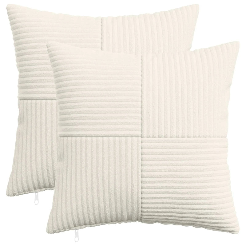 Cushion Cover 2 pcs ALMELO Cream 50 x 50 cm Corduroy