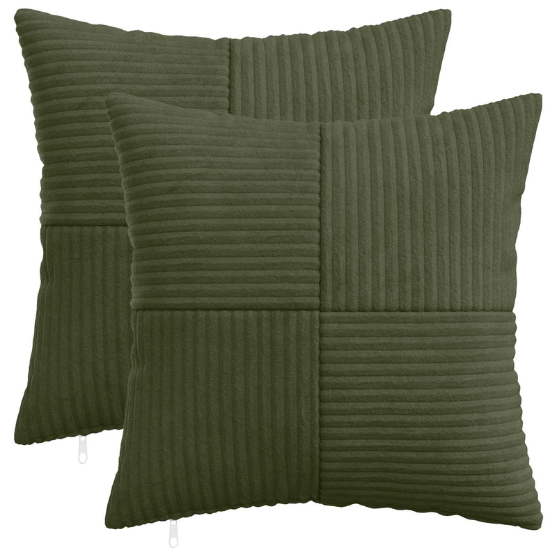 Cushion Cover 2 pcs ALMELO Green 50 x 50 cm Corduroy