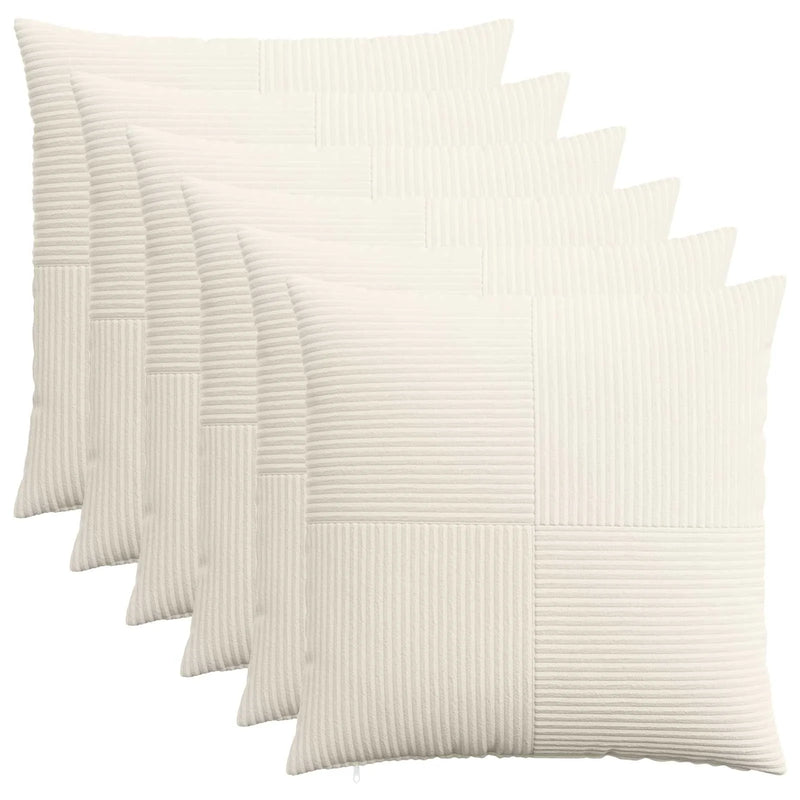 Cushion Cover 6 pcs ALMELO Cream 55 x 55 cm Corduroy