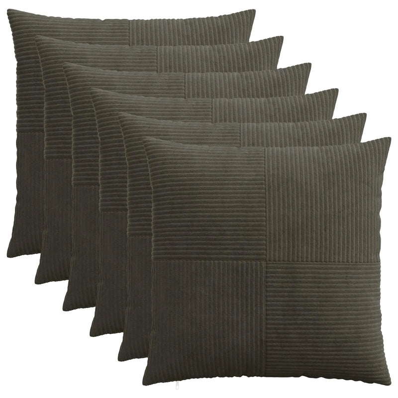 Cushion Cover 6 pcs ALMELO Anthracite 55 x 55 cm Corduroy
