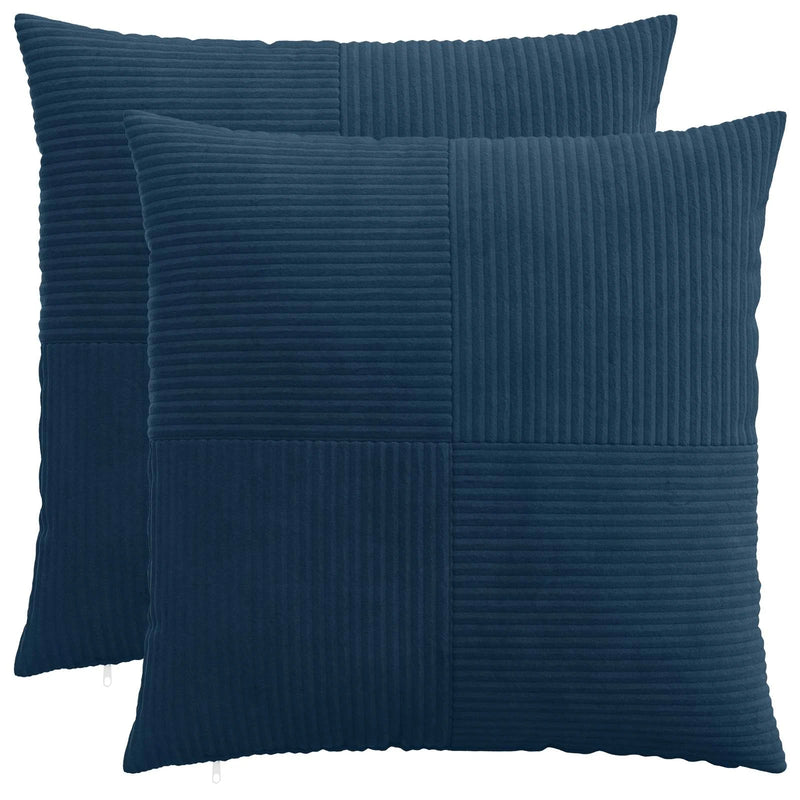 Cushion Cover 2 pcs ALMELO Navy Blue 55 x 55 cm Corduroy