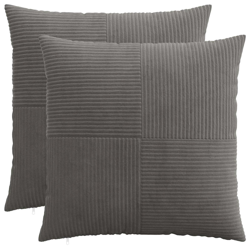 Cushion Cover 2 pcs ALMELO Dark Grey 60 x 60 cm Corduroy