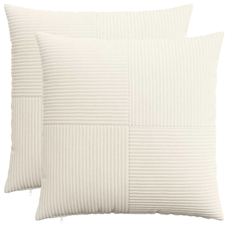 Cushion Cover 2 pcs ALMELO Cream 60 x 60 cm Corduroy