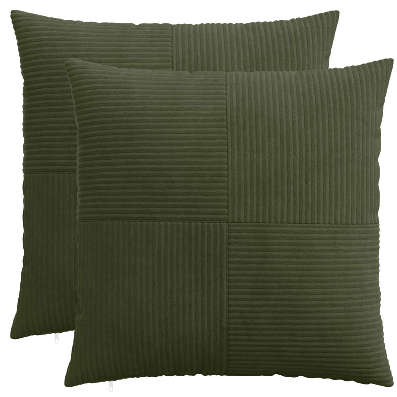 Cushion Cover 2 pcs ALMELO Green 60 x 60 cm Corduroy