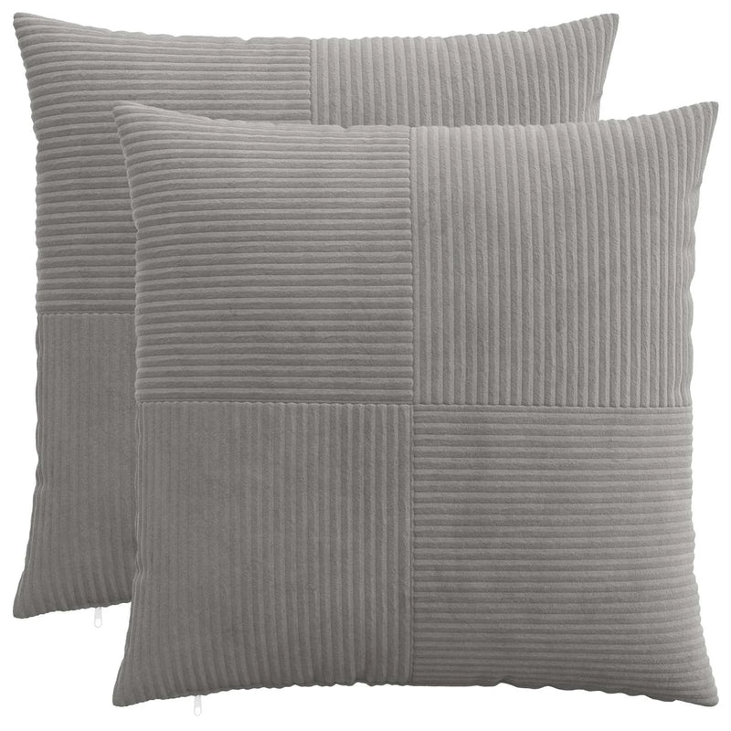 Cushion Cover 2 pcs ALMELO Light Grey 65 x 65 cm Corduroy