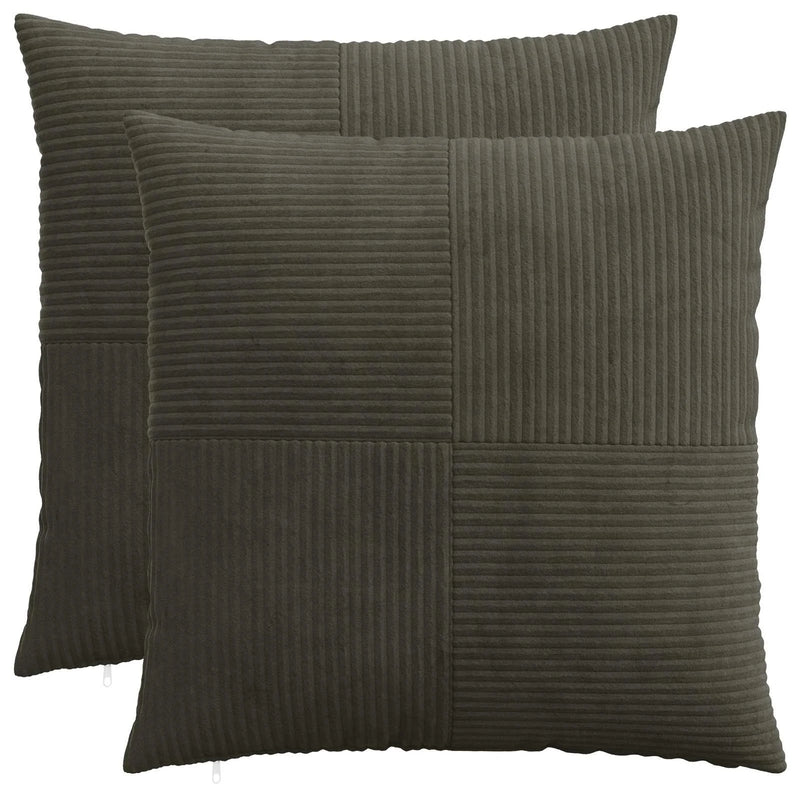 Cushion Cover 2 pcs ALMELO Anthracite 65 x 65 cm Corduroy