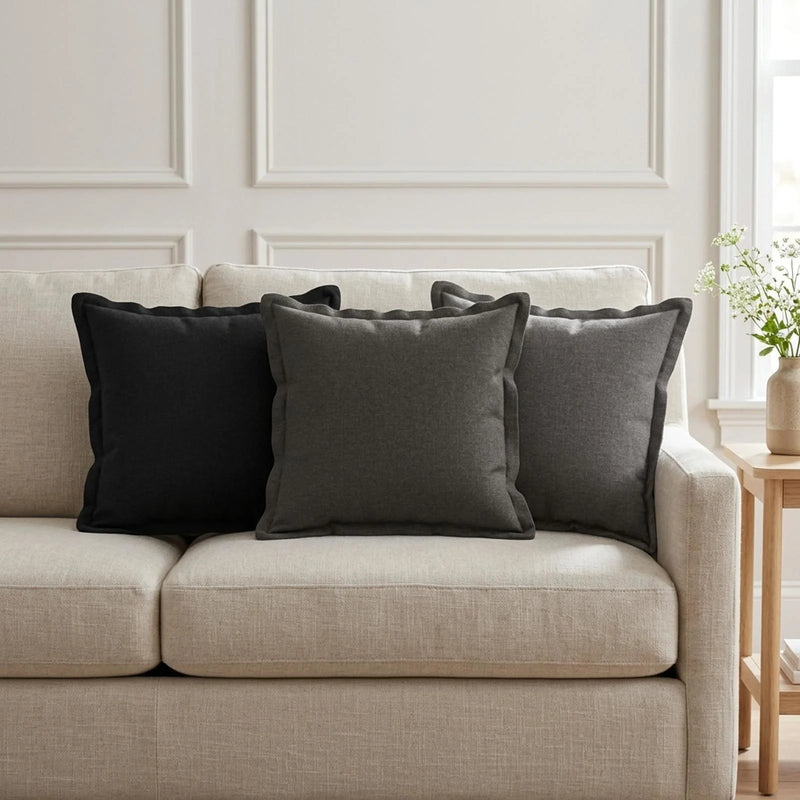 Cushion Cover 6 pcs HOUTEN Light Grey 40 x 40 cm Faux Linen