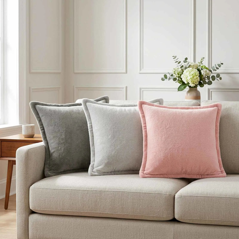 Cushion Cover 2 pcs HOUTEN Light Grey 40 x 40 cm Flannel