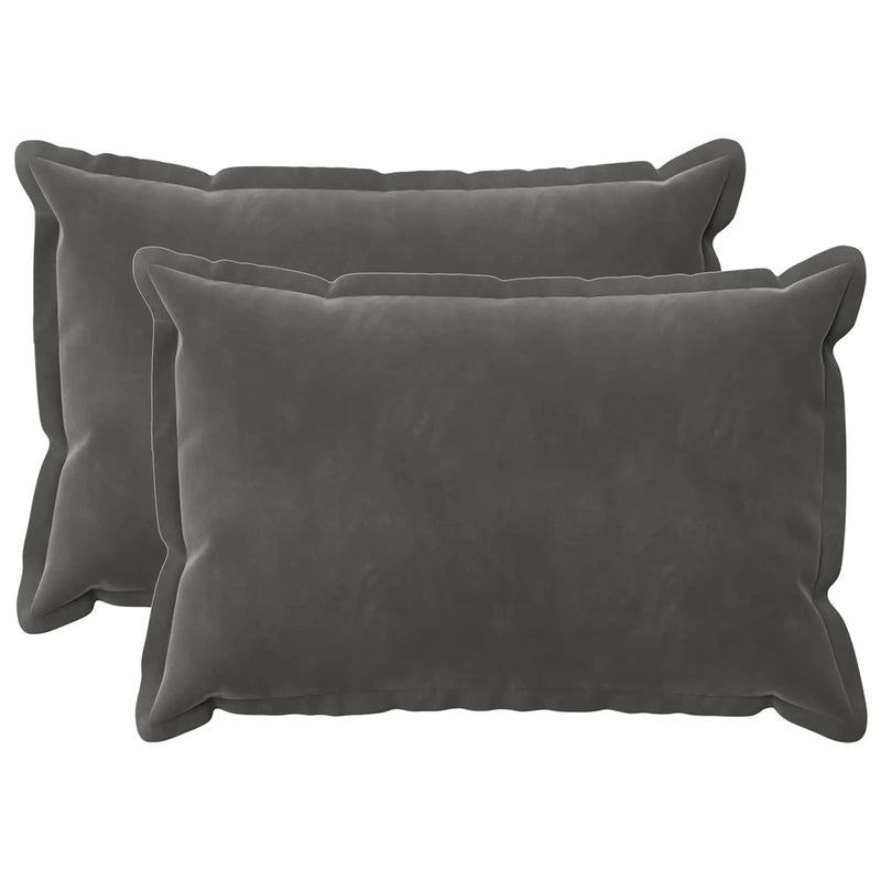 Cushion Cover 2 pcs HOUTEN Dark Grey 30 x 50 cm Velvet