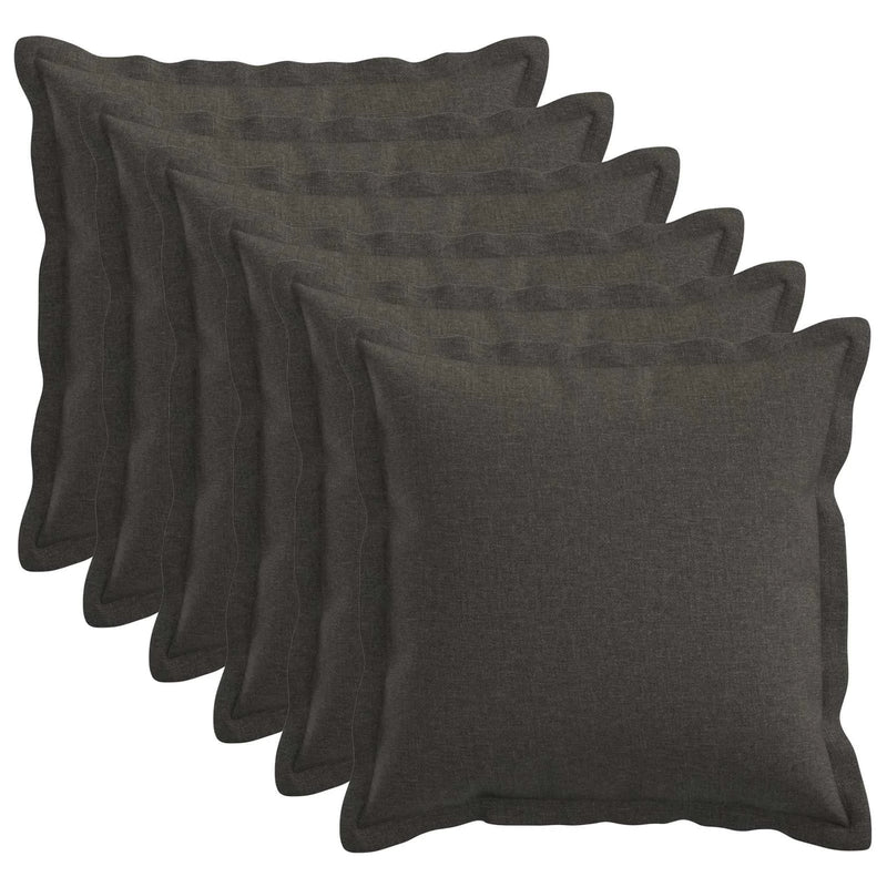 Cushion Cover 6 pcs HOUTEN Dark Grey 40 x 40 cm Faux Linen