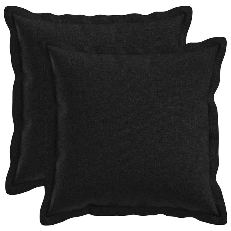 Cushion Cover 2 pcs HOUTEN Black 40 x 40 cm Faux Linen