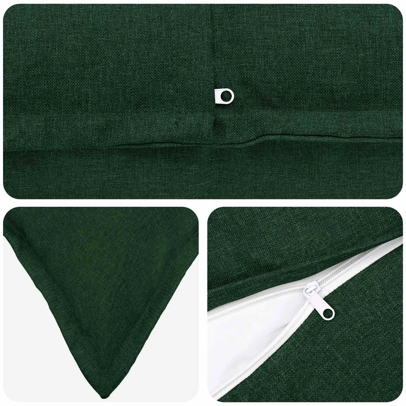 Cushion Cover 2 pcs HOUTEN Dark Green 40 x 40 cm Faux Linen