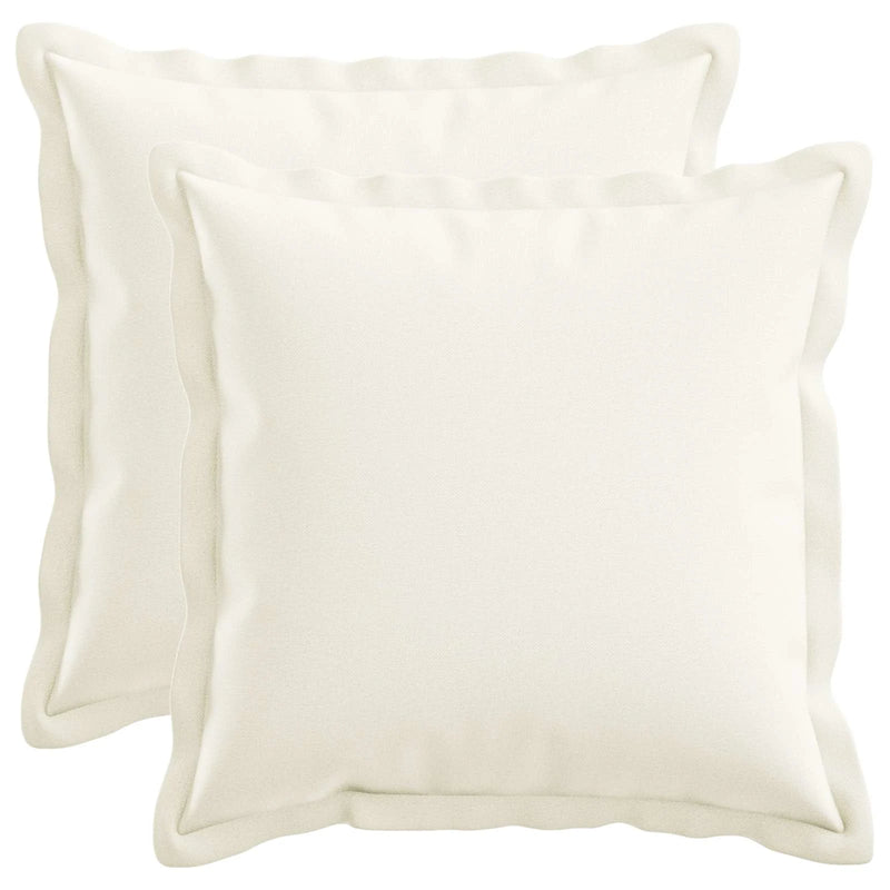 Cushion Cover 2 pcs HOUTEN White 40 x 40 cm Faux Linen