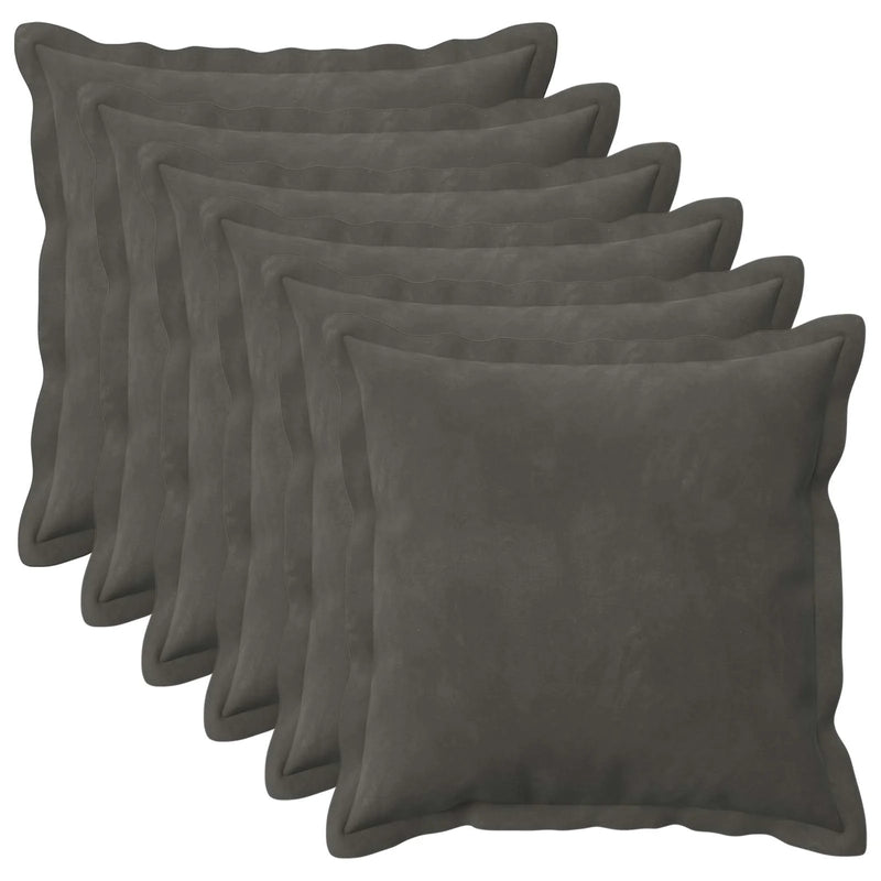 Cushion Cover 6 pcs HOUTEN Dark Grey 40 x 40 cm Velvet