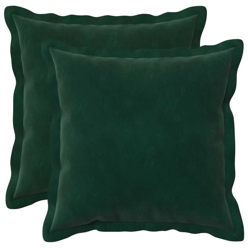 Cushion Cover 2 pcs HOUTEN Dark Green 40 x 40 cm Velvet