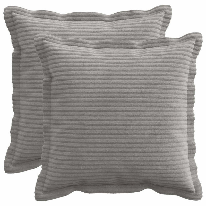 Cushion Cover 2 pcs HOUTEN Light Grey 40 x 40 cm Corduroy
