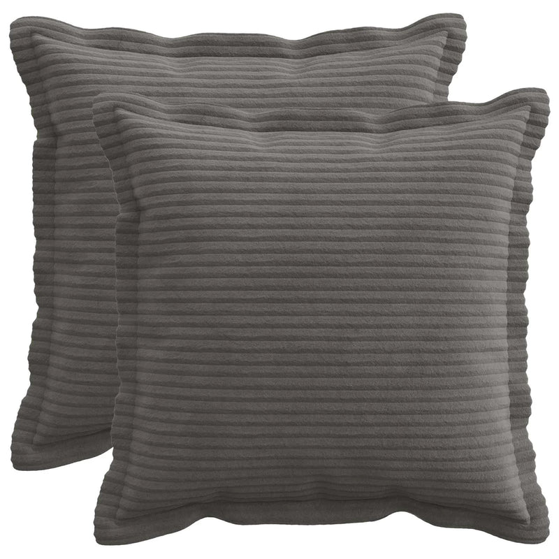 Cushion Cover 2 pcs HOUTEN Dark Grey 40 x 40 cm Corduroy