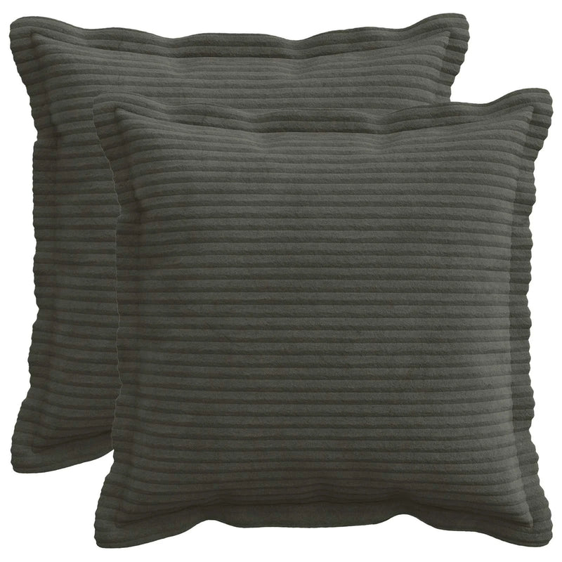 Cushion Cover 2 pcs HOUTEN Anthracite 40 x 40 cm Corduroy