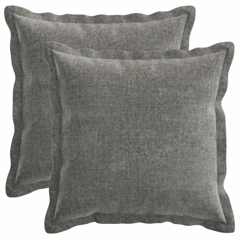 Cushion Cover 2 pcs HOUTEN Dark Grey 40 x 40 cm Chenille Fabric