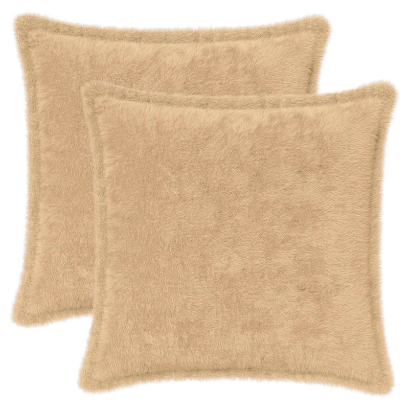 Cushion Cover 2 pcs HOUTEN Cream 40 x 40 cm Faux Rabbit Fur