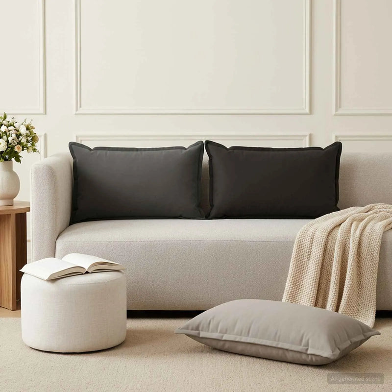 Cushion 2 pcs HOUTEN Black 40 x 80 cm Polyester