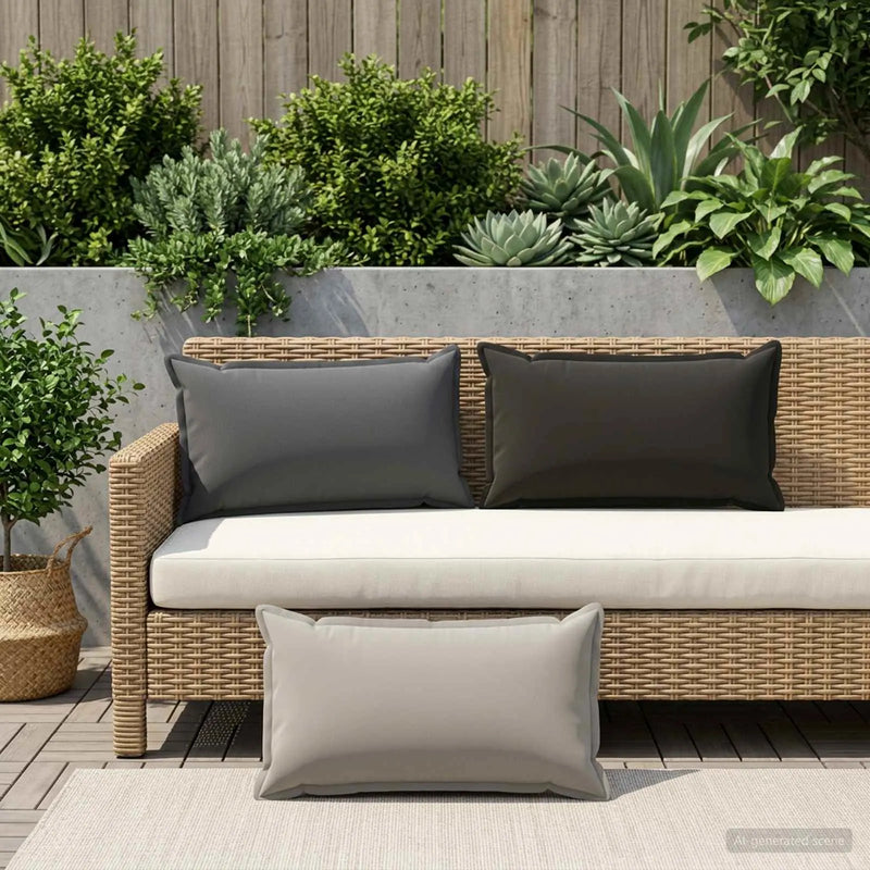 Cushion 2 pcs HOUTEN Black 40 x 80 cm Polyester
