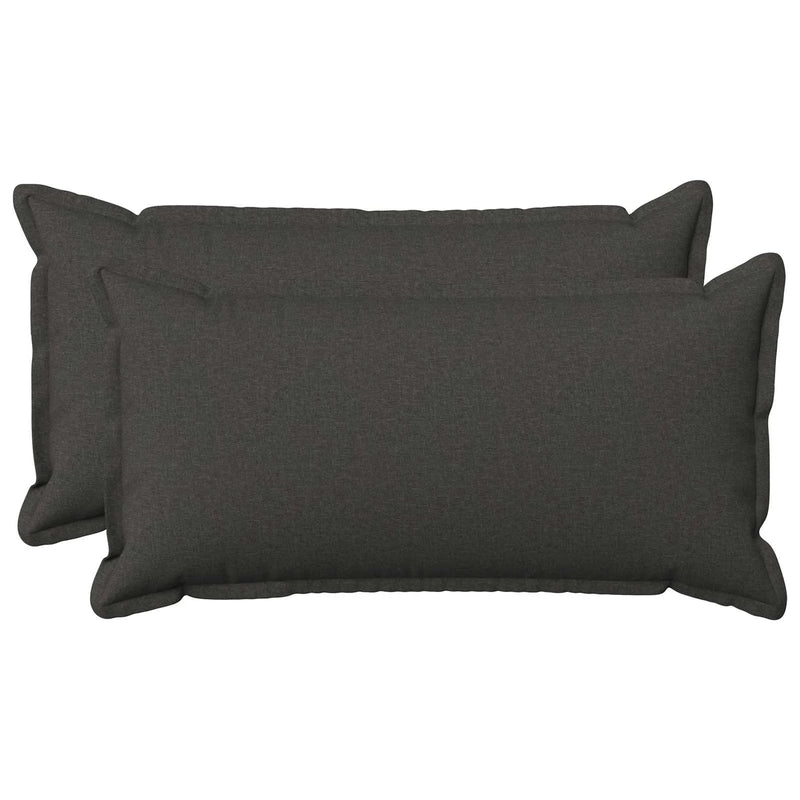 Cushion Cover 2 pcs HOUTEN Dark Grey 40 x 80 cm Faux Linen
