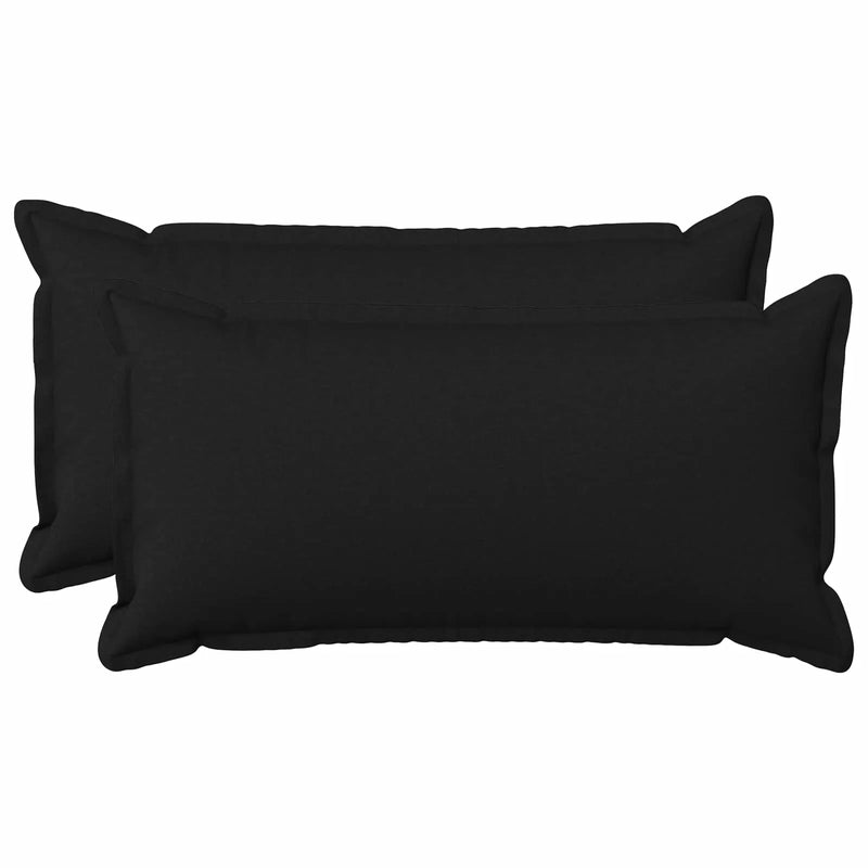 Cushion Cover 2 pcs HOUTEN Black 40 x 80 cm Faux Linen