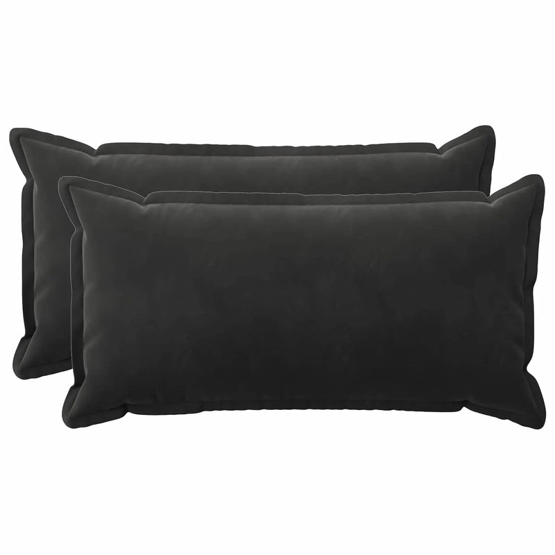Cushion Cover 2 pcs HOUTEN Black 40 x 80 cm Velvet