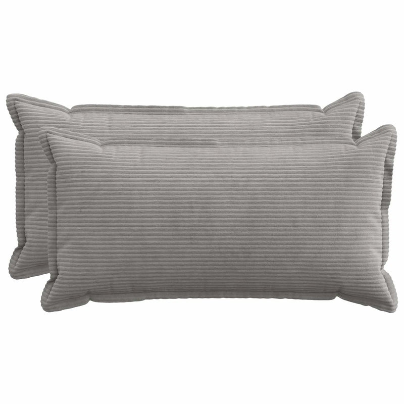Cushion Cover 2 pcs HOUTEN Light Grey 40 x 80 cm Corduroy