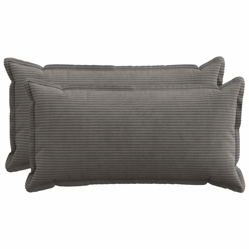 Cushion Cover 2 pcs HOUTEN Dark Grey 40 x 80 cm Corduroy