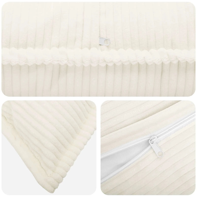 Cushion Cover 2 pcs HOUTEN Cream 40 x 80 cm Corduroy