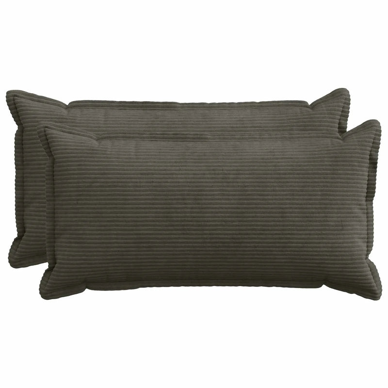 Cushion Cover 2 pcs HOUTEN Anthracite 40 x 80 cm Corduroy