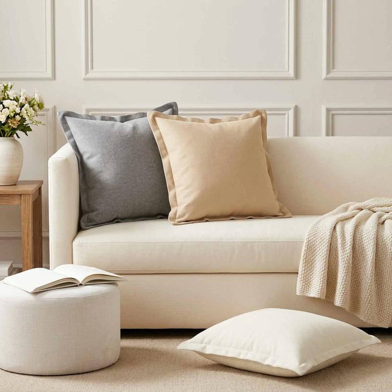 Cushion 6 pcs HOUTEN White 50 x 50 cm Faux Linen