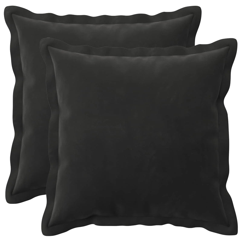 Cushion Cover 2 pcs HOUTEN Black 45 x 45 cm Velvet