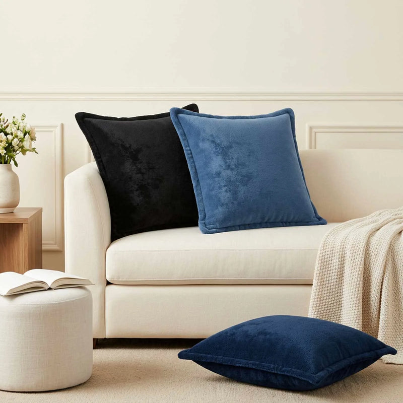 Throw Pillow 2 pcs HOUTEN Black 45 x 45 cm Flannel