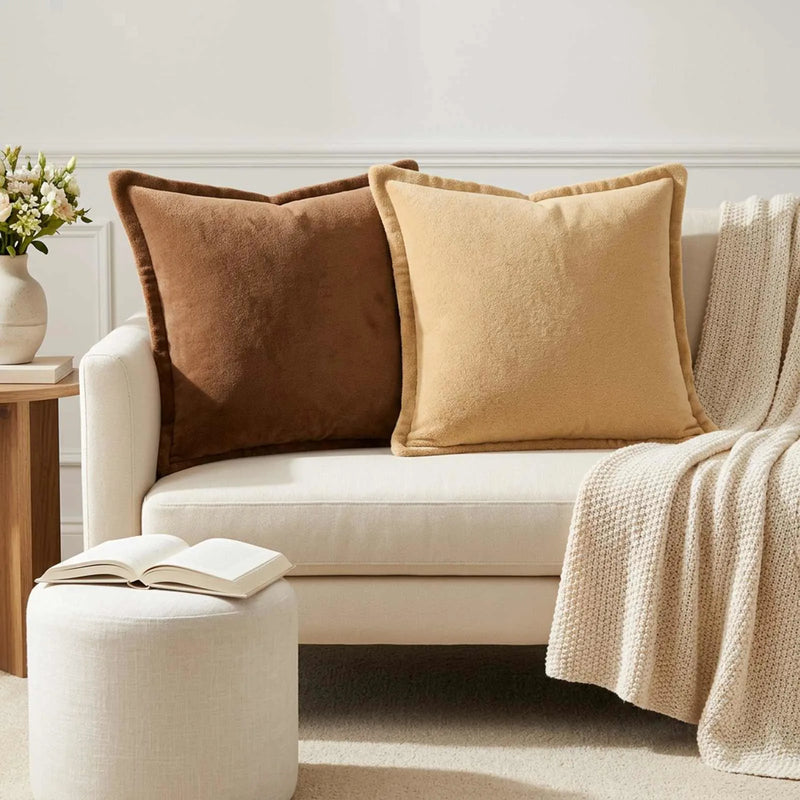 Throw Pillow 2 pcs HOUTEN Light Brown 50 x 50 cm Flannel