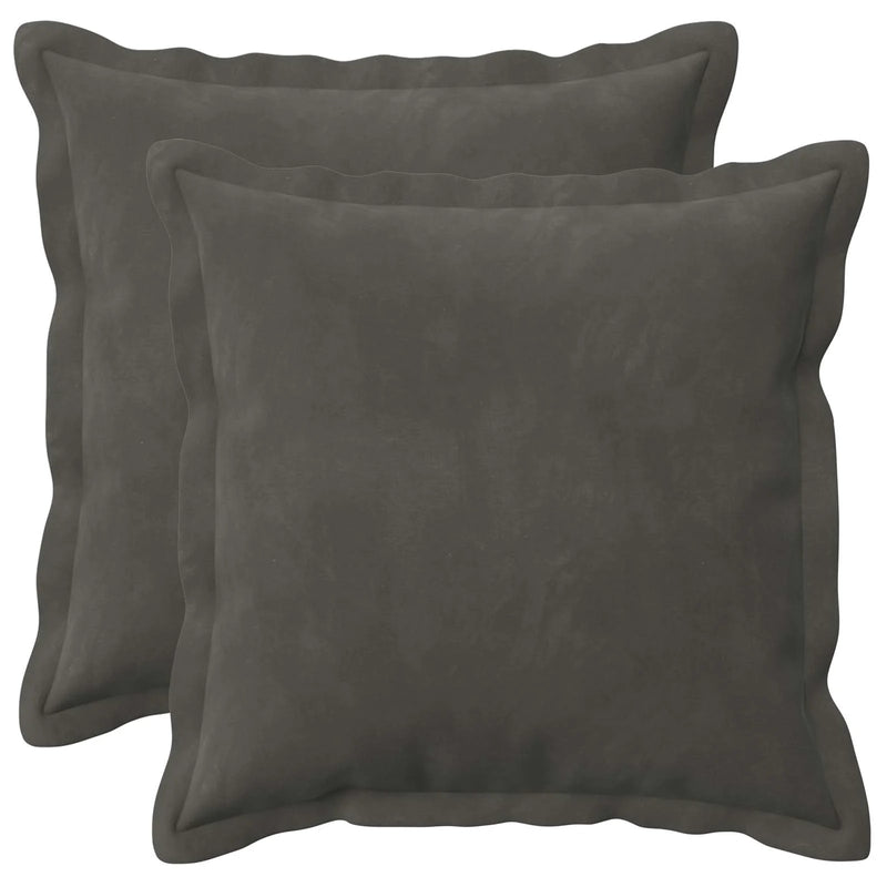 Cushion Cover 2 pcs HOUTEN Dark Grey 50 x 50 cm Velvet