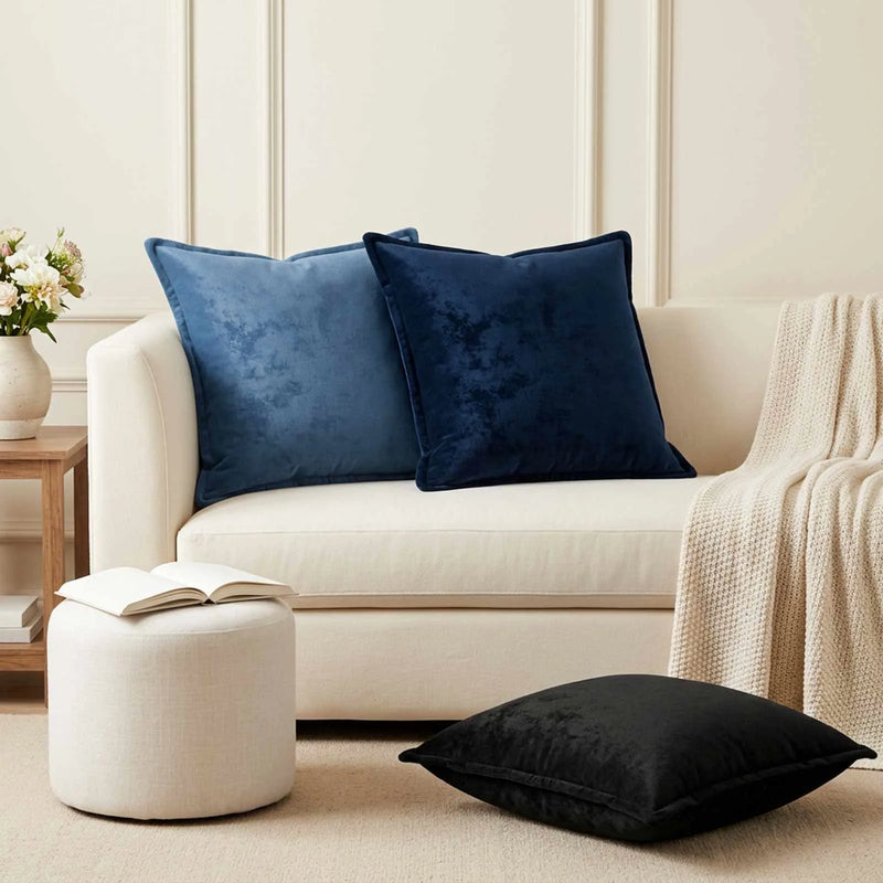 Throw Pillow 2 pcs HOUTEN Black 55 x 55 cm Flannel