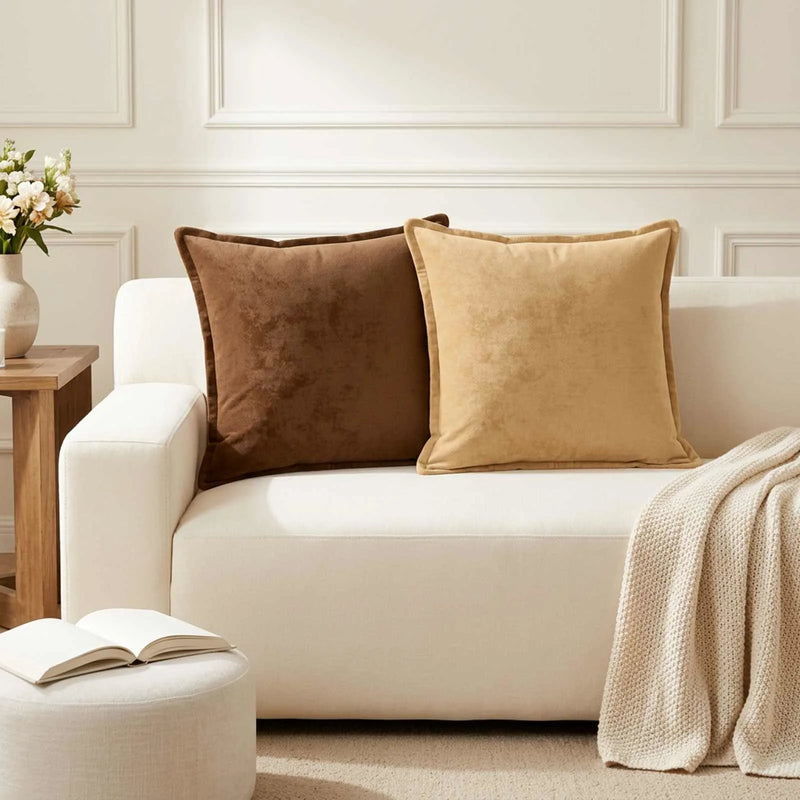 Throw Pillow 2 pcs HOUTEN Taupe 60 x 60 cm Flannel