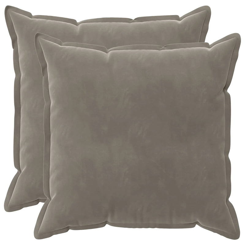 Cushion Cover 2 pcs HOUTEN Light Grey 60 x 60 cm Velvet