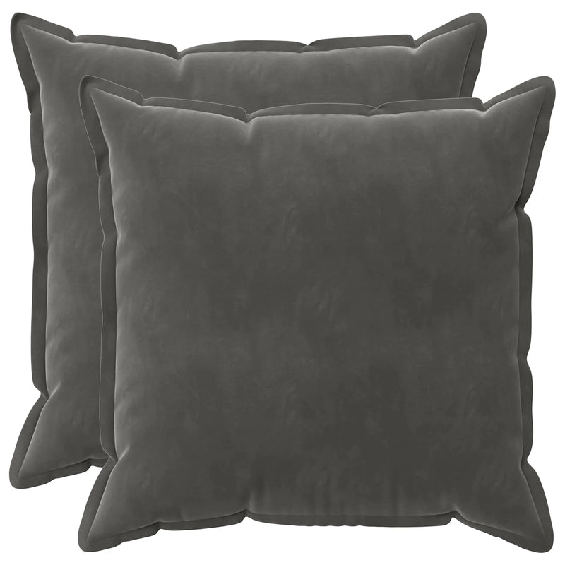 Cushion Cover 2 pcs HOUTEN Dark Grey 60 x 60 cm Velvet