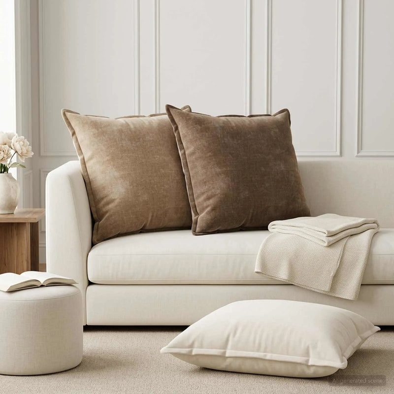 Cushion 2 pcs HOUTEN Cream 65 x 65 cm Chenille Fabric